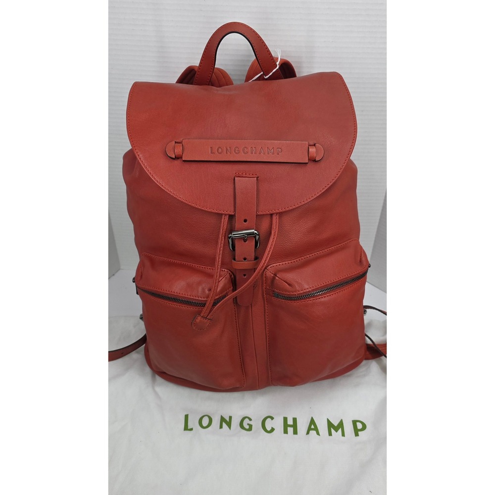 Longchamp 3D Leather Backpack Brique Red Made‎ in France 1332 770 177